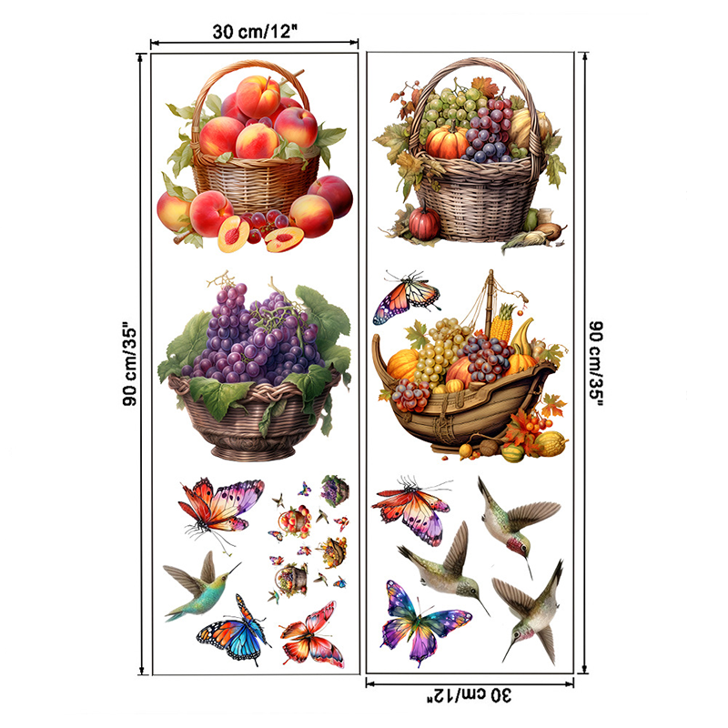 Floral Butterfly Removable Wall Stickers - D - 4PCS - 12" x 35" - image 20