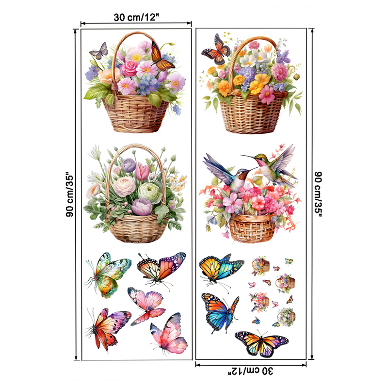 Floral Butterfly Removable Wall Stickers - E - 4PCS - 12" x 35" - image 26