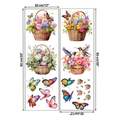Floral Butterfly Removable Wall Stickers - E - 4PCS - 12" x 35" - image 26