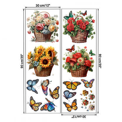 Floral Butterfly Removable Wall Stickers - C - 4PCS - 12" x 35" - image 15