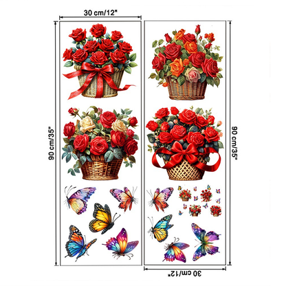 Floral Butterfly Removable Wall Stickers - B - 4PCS - 12" x 35" - image 10