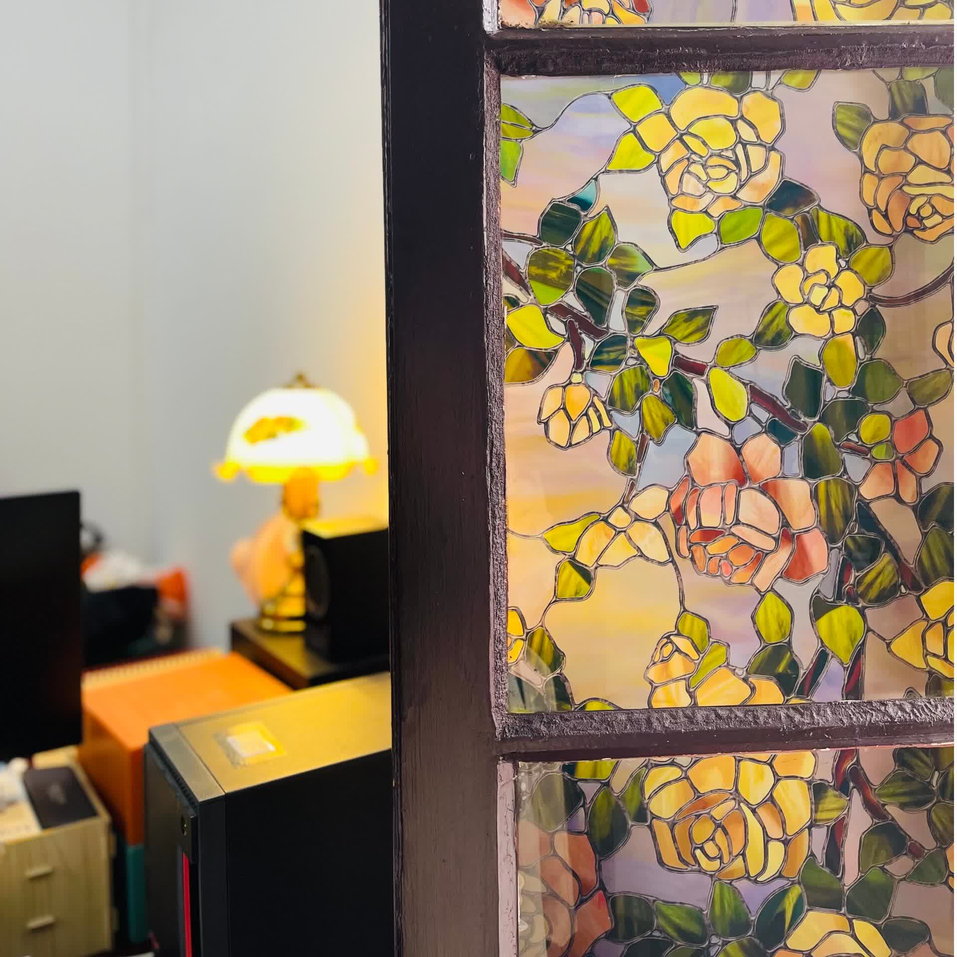 Stained Rose Removable Static Window Privacy Film - image 6