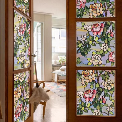 Stained Rose Removable Static Window Privacy Film - image 1