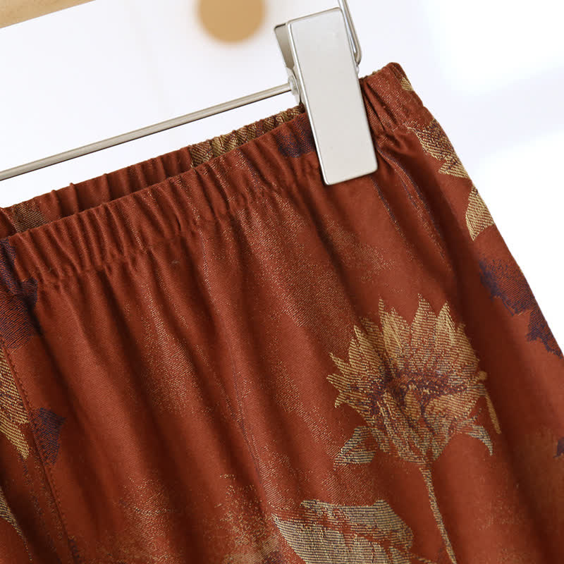 Retro Sunflower Stand Collar Couple Pajama Set - image 5
