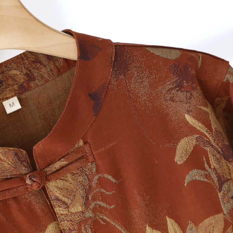 Retro Sunflower Stand Collar Couple Pajama Set - image 2