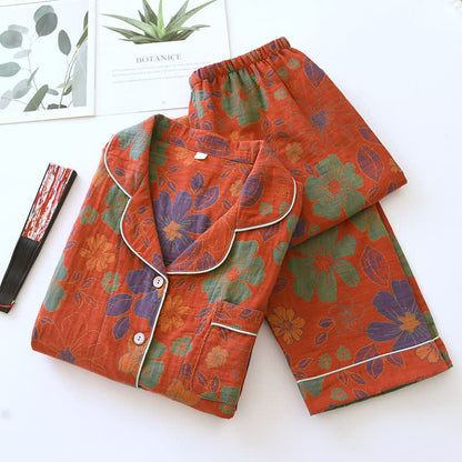 Jacquard Floral Cotton Short-sleeve Pajama Set - image 2