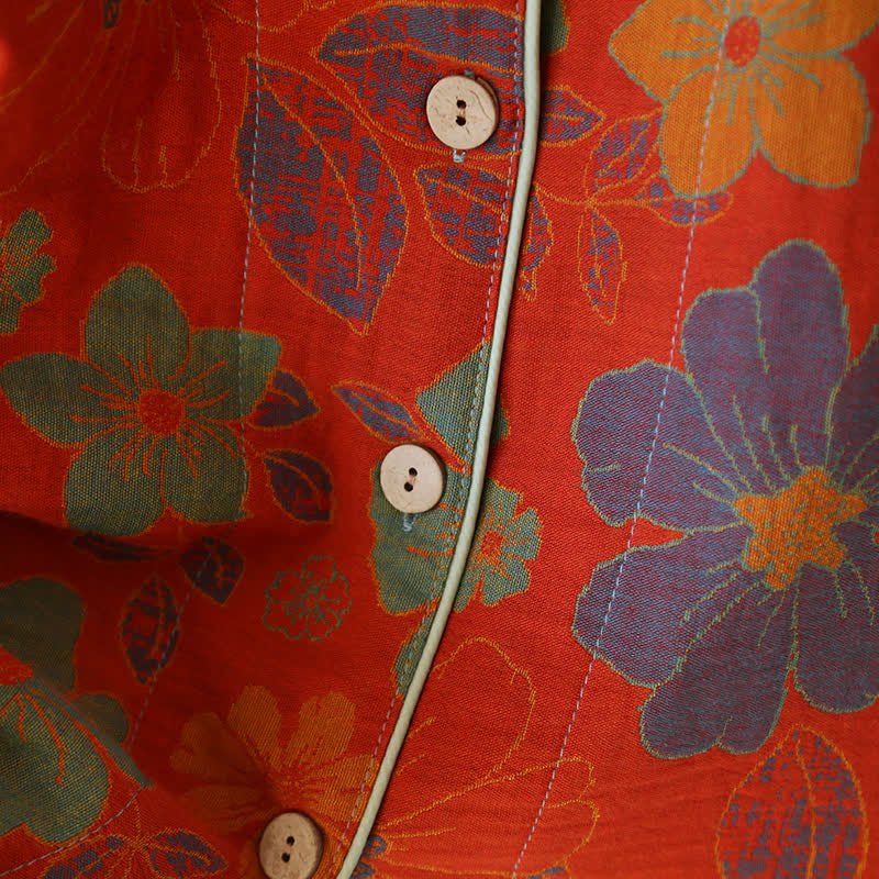 Jacquard Floral Cotton Short-sleeve Pajama Set - image 6