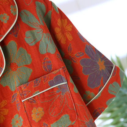 Jacquard Floral Cotton Short-sleeve Pajama Set - image 4