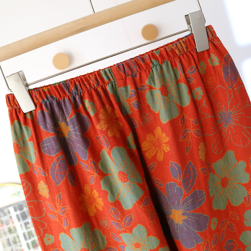 Jacquard Floral Cotton Short-sleeve Pajama Set - image 7