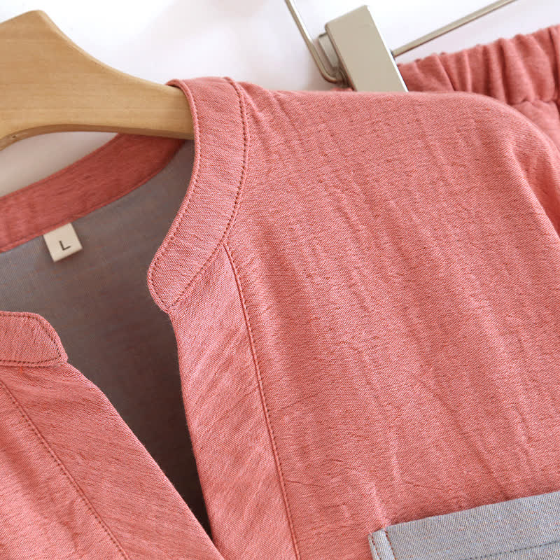 Colorblock Double Layer Cotton Gauze Pajama Set - image 7