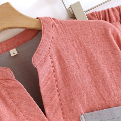 Colorblock Double Layer Cotton Gauze Pajama Set - image 7