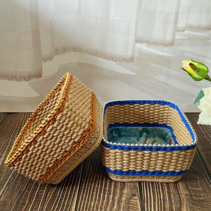 Vintage Floral Hand-woven Tabletop Storage Basket - image 0