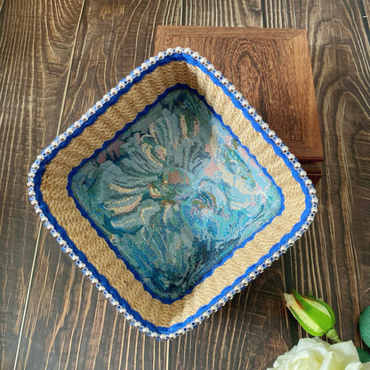 Vintage Floral Hand-woven Tabletop Storage Basket - image 3