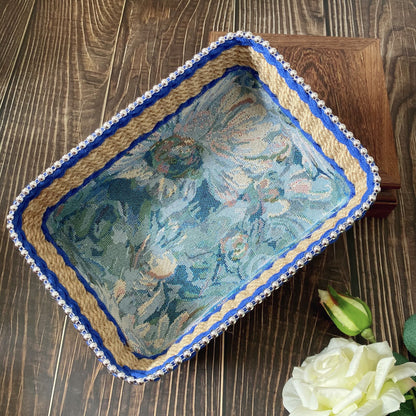 Vintage Floral Hand-woven Tabletop Storage Basket - image 6