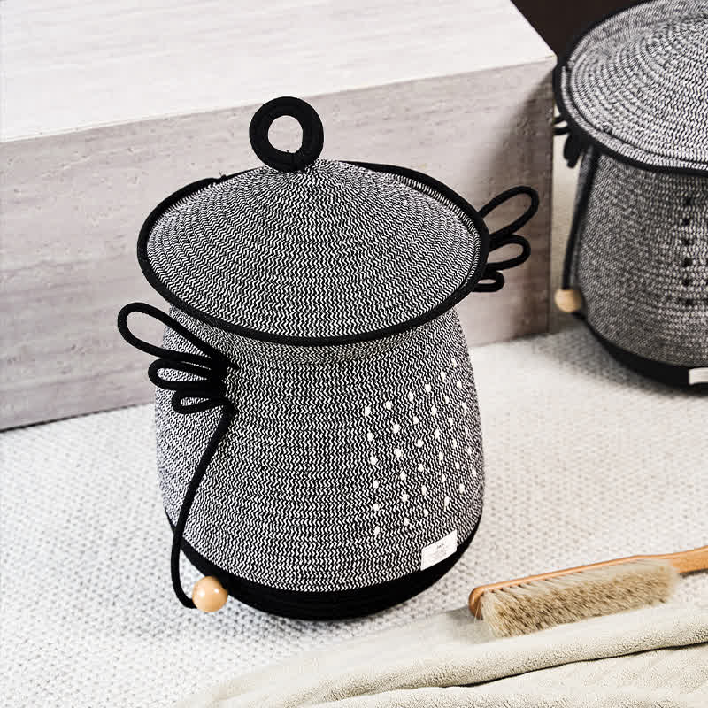 Creative Handmade Laundry Basket with Lid - image 5