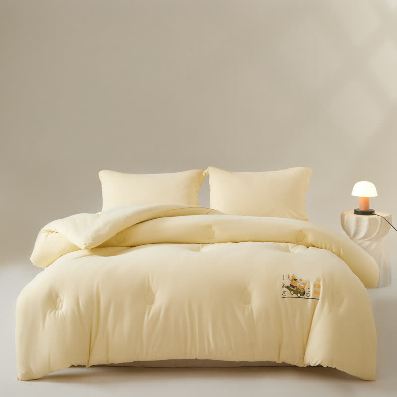 Solid Color Cotton Soft Breathable Comforter - Creamy Yellow - King - image 0