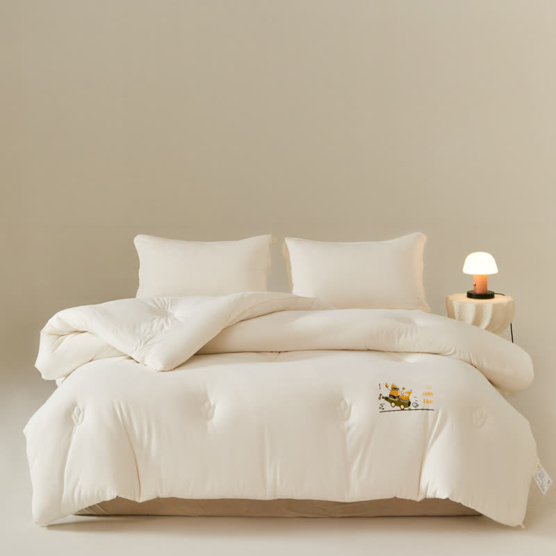 Solid Color Cotton Soft Breathable Comforter - White - King - image 2