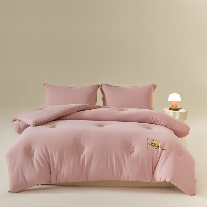 Solid Color Cotton Soft Breathable Comforter - Red Bean Paste - King - image 7