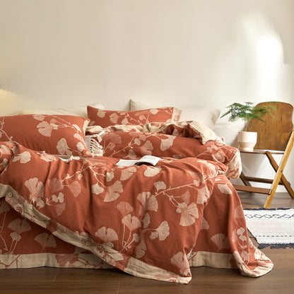 Button Ginkgo Leaf Cotton Gauze Bedding Set (4PCS) - image 10