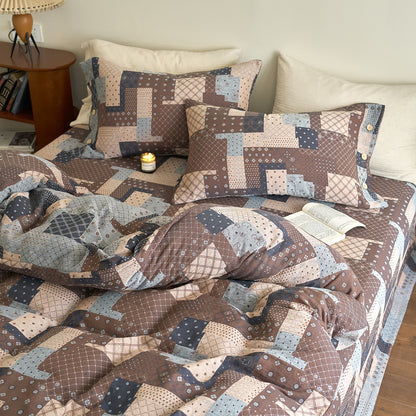 Patchwork Geometric Cotton Gauze Bedding Set (4PCS) - image 4