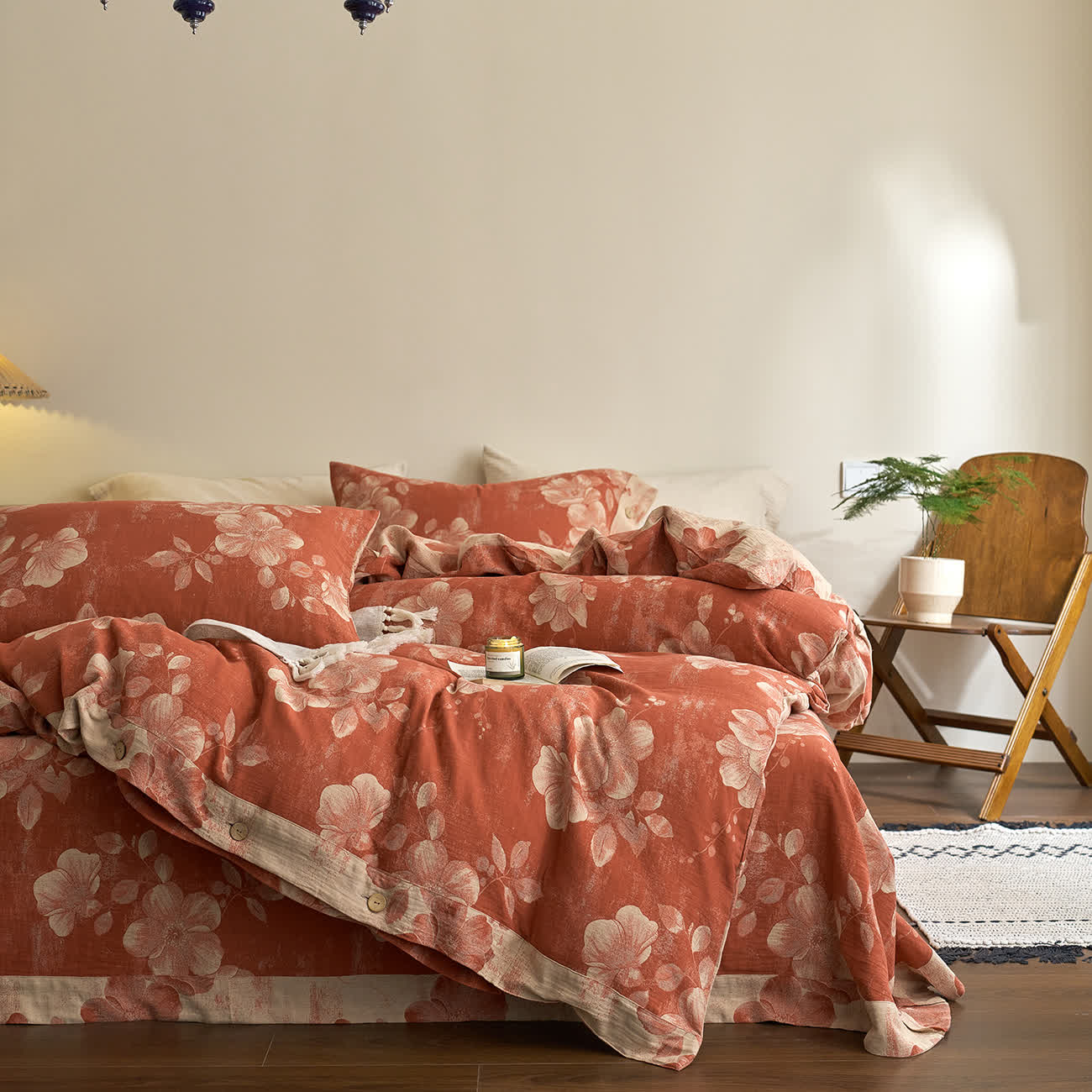 Button Yarn-dyed Cotton Gauze Bedding Set (4PCS) - image 8