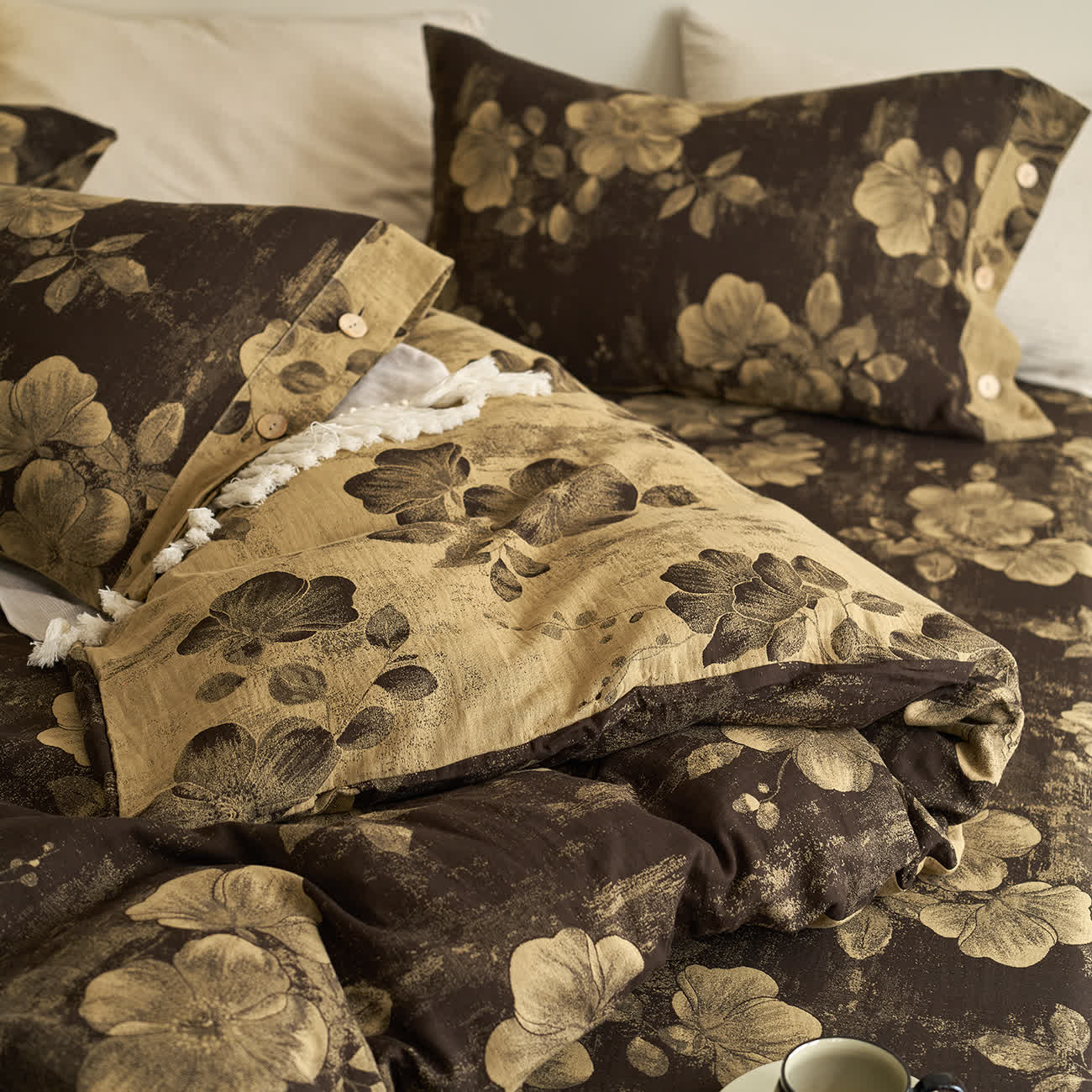 Button Yarn-dyed Cotton Gauze Bedding Set (4PCS) - image 6