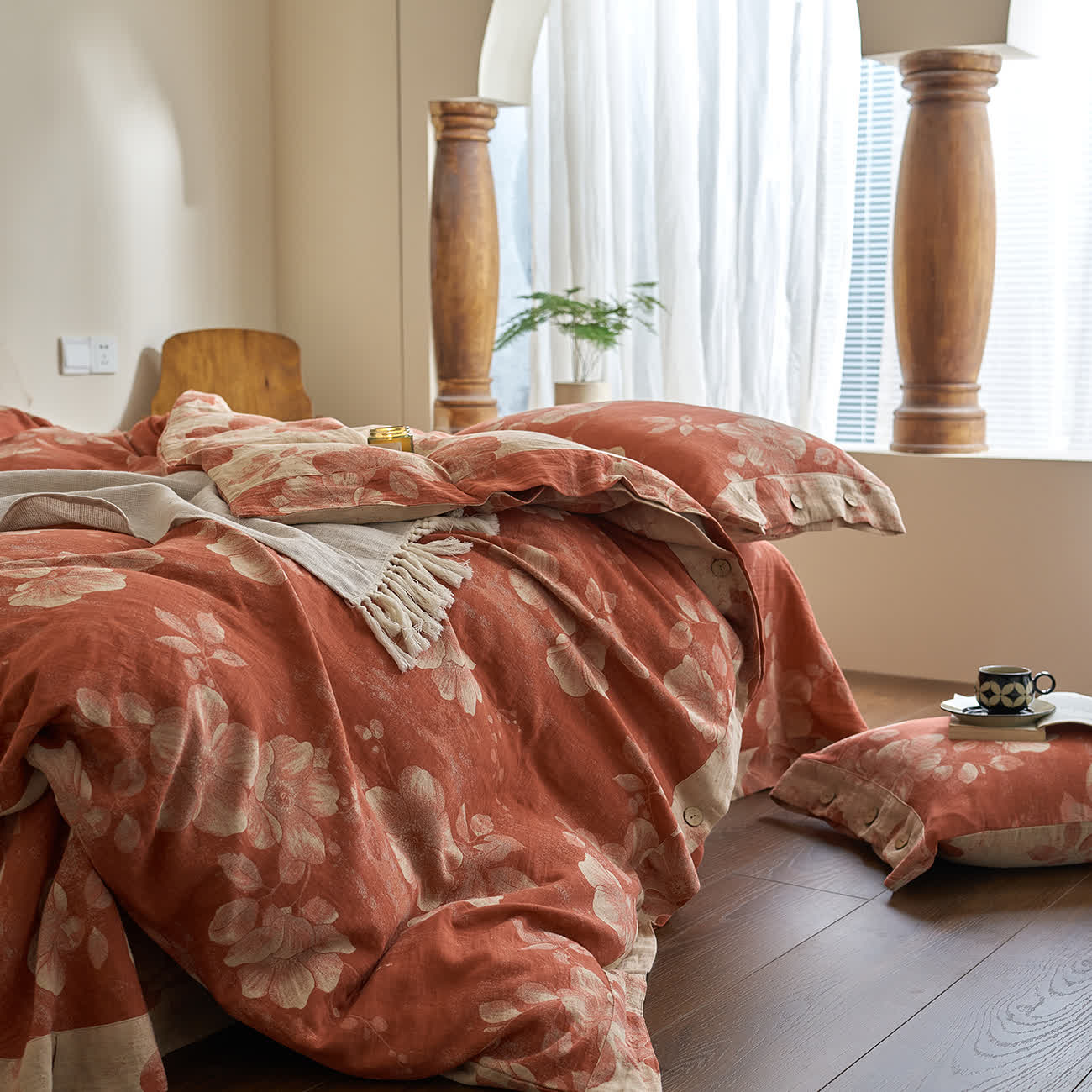 Button Yarn-dyed Cotton Gauze Bedding Set (4PCS) - image 23