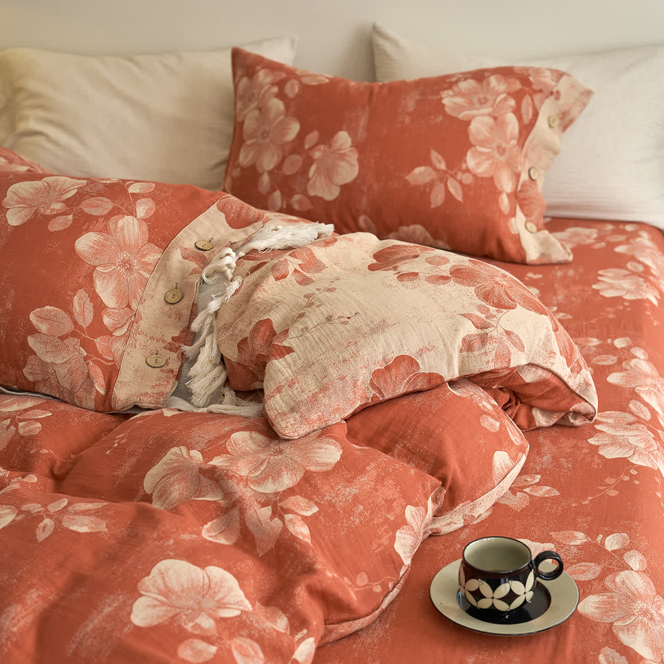 Button Yarn-dyed Cotton Gauze Bedding Set (4PCS) - image 29