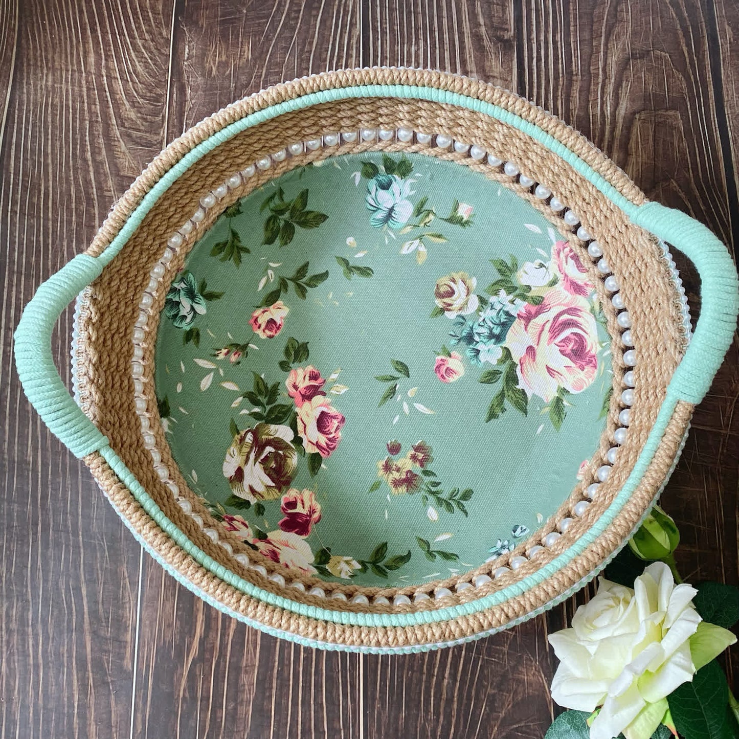 Elegant Rose Handmade Tabletop Storage Basket - image 2