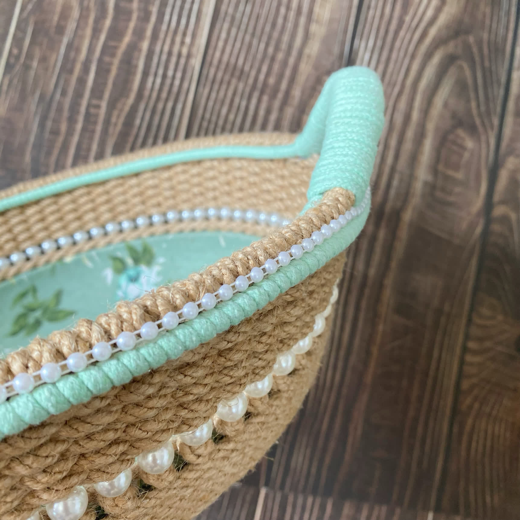 Elegant Rose Handmade Tabletop Storage Basket - image 4