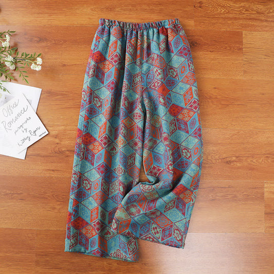 Vintage Diamond Print Cotton Gauze Pajama Pants - XL - image 0