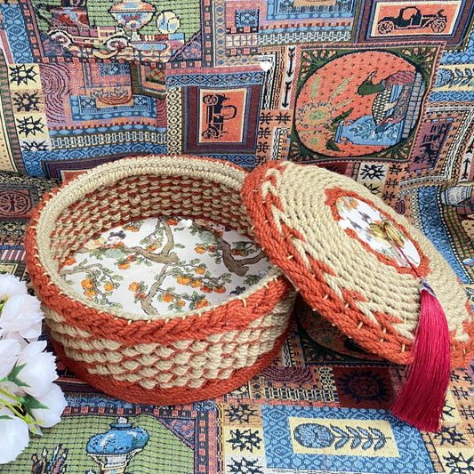 Hemp Rope Rural Functional Storage Basket - Hemp Rope - 11.22"W x 11.22"L x 3.35"H - image 0