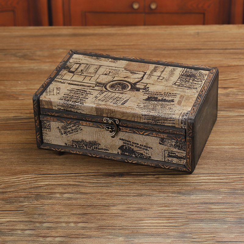 Wooden Vintage Tabletop Storage Box - B: 10.12"W x 6.69" x 3.74"H - 2PCS - image 5