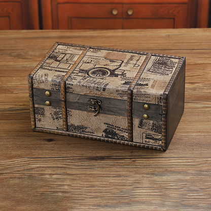 Wooden Vintage Tabletop Storage Box - A: 10.24"W x 5.71"L x 4.65"H - 2PCS - image 2