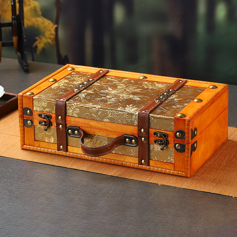 Vintage Wooden Functional Storage Prop Box - Dark Yellow - 2PCS - 13.46"W x 7.87"L x 4.33"H - image 3