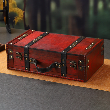 Vintage Wooden Functional Storage Prop Box - Wine Red - 2PCS - 13.46"W x 7.87"L x 4.33"H - image 9