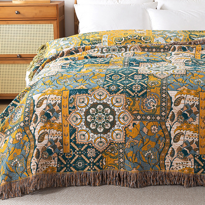 Morocco Cotton Gauze Reversible Tassel Blanket - image 6