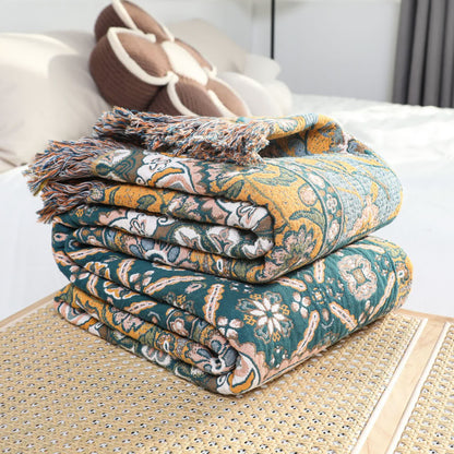 Morocco Cotton Gauze Reversible Tassel Blanket - image 11