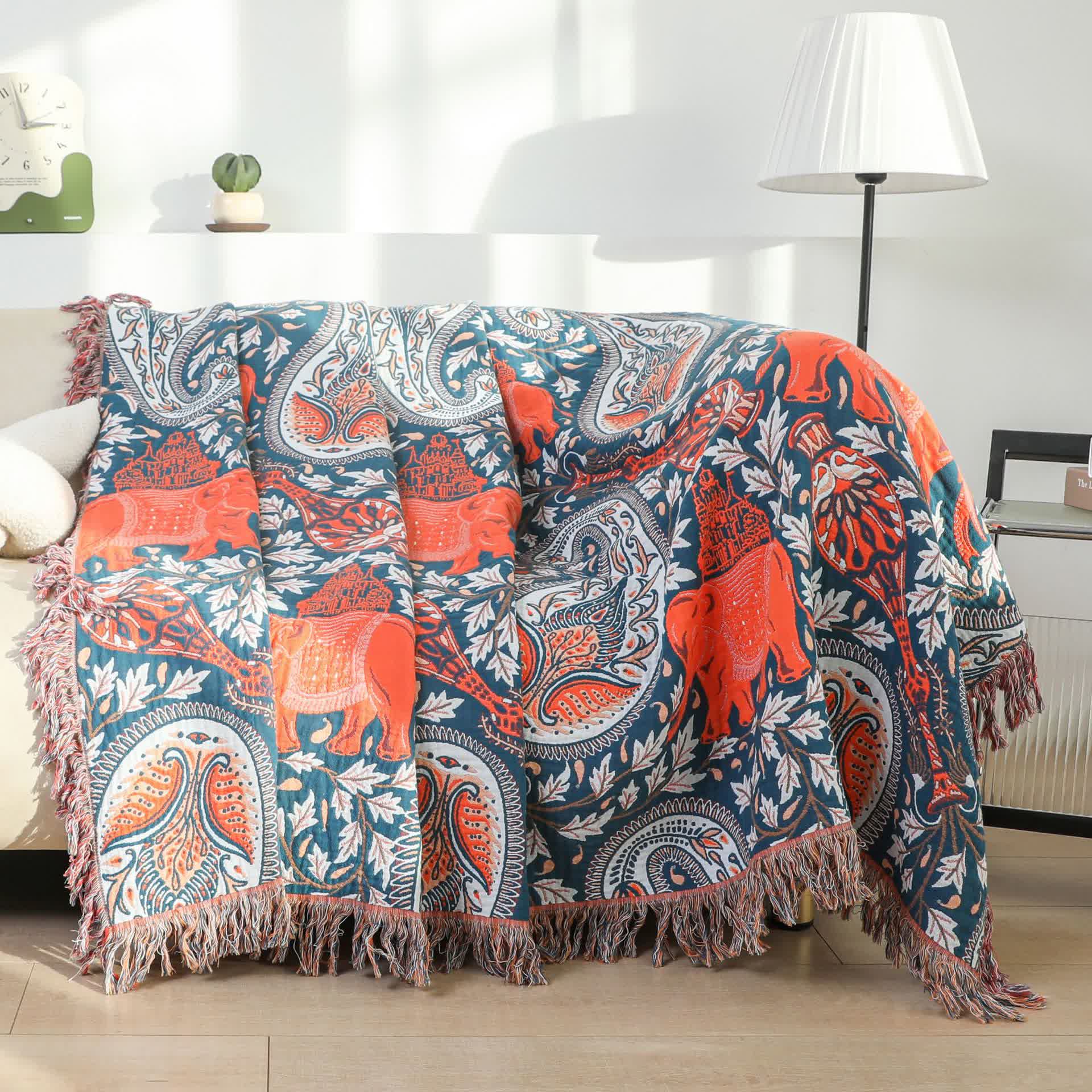 Paisley Elephant Tassel Lightweight Cotton Quilt - image 3