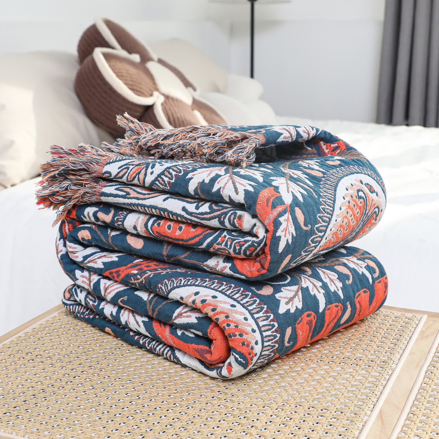 Paisley Elephant Tassel Lightweight Cotton Quilt - image 4