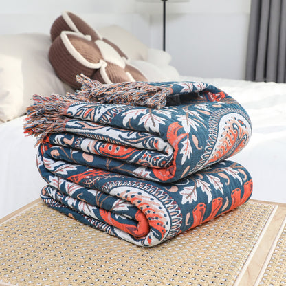 Paisley Elephant Tassel Cotton Sofa Blanket - image 2