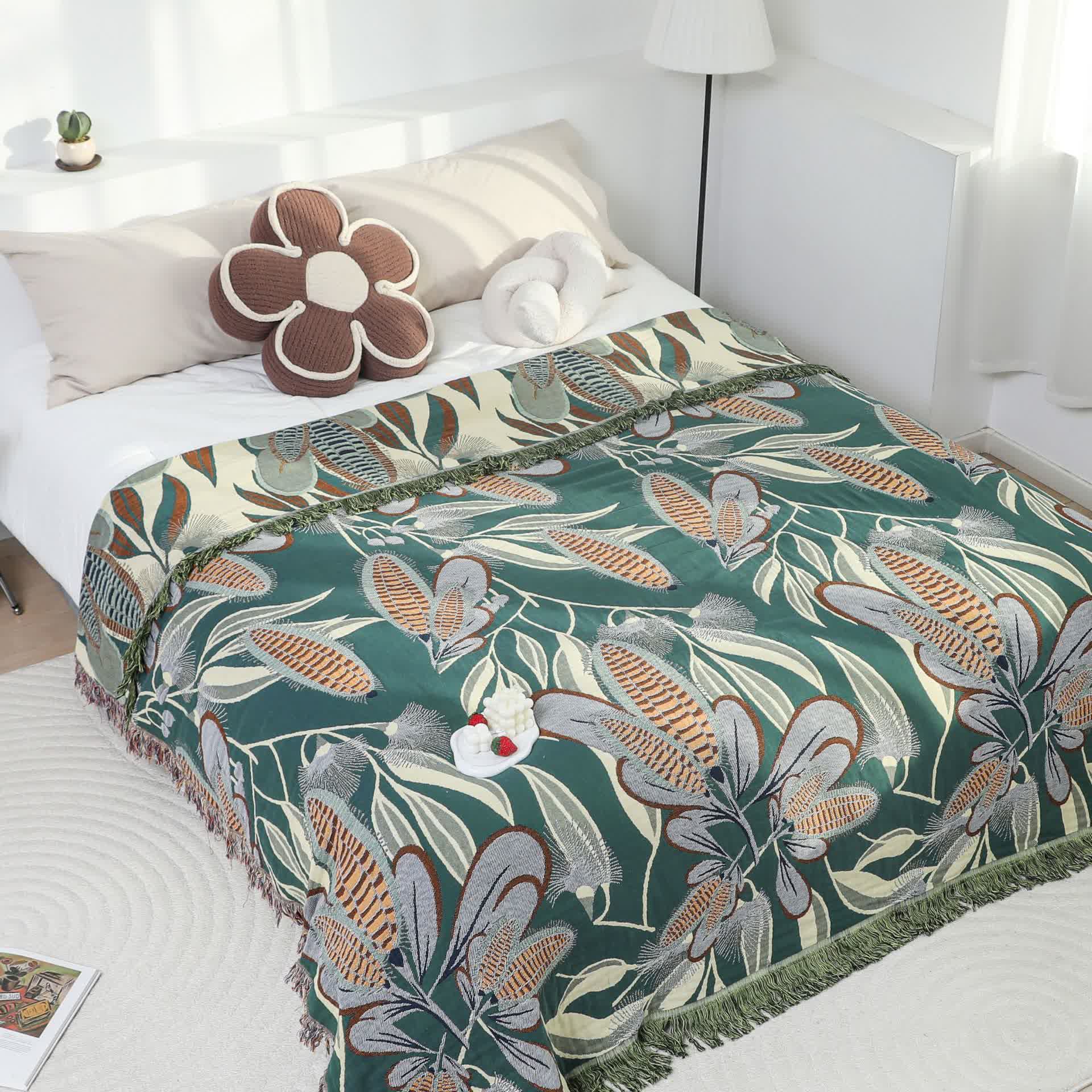 Rural Corn Cotton Gauze Tassel Sofa Blanket - image 3