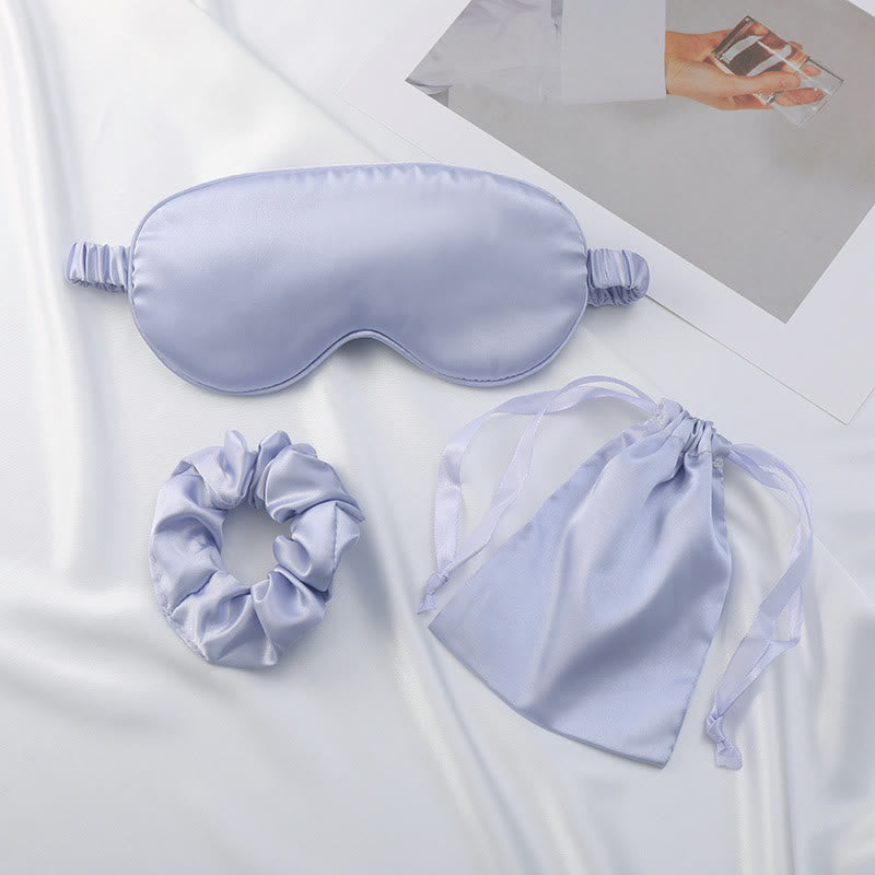 Sleep Eye Mask Scrunchie Drawstring Pouch Set - Light Blue - 8.07" x 3.39" - 1PC - image 4