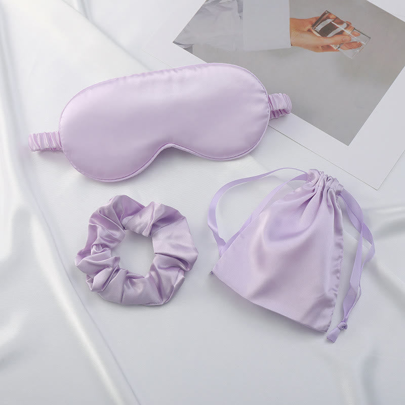 Sleep Eye Mask Scrunchie Drawstring Pouch Set - Light Purple - 8.07" x 3.39" - 1PC - image 3