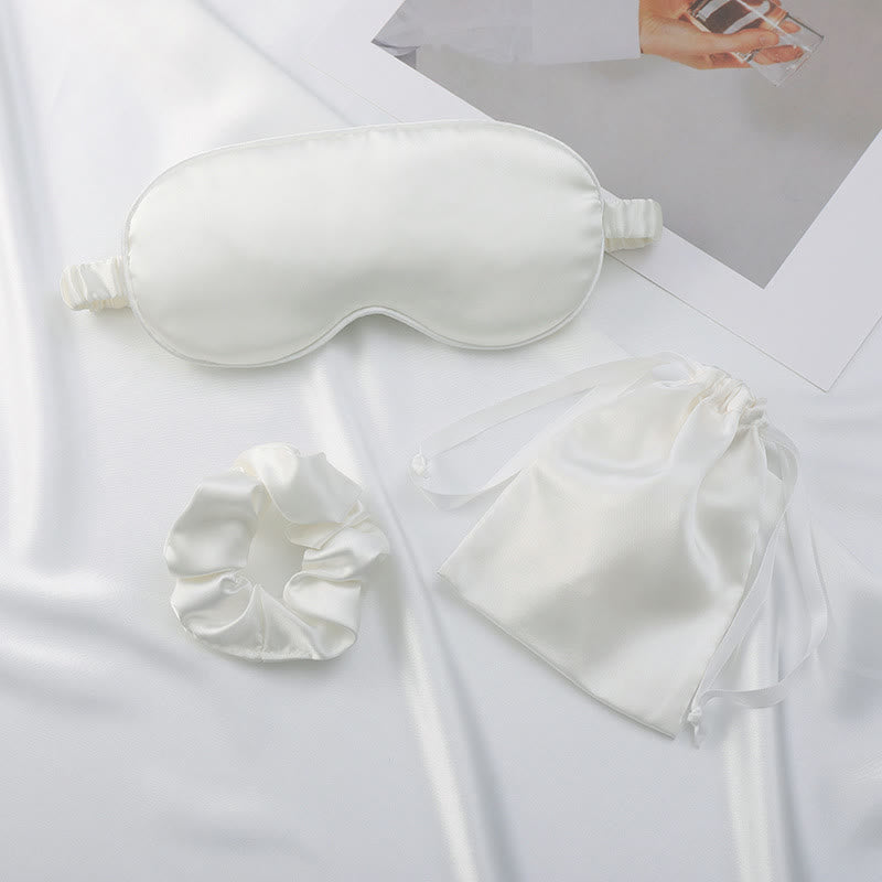 Sleep Eye Mask Scrunchie Drawstring Pouch Set - Beige - 8.07" x 3.39" - 1PC - image 5