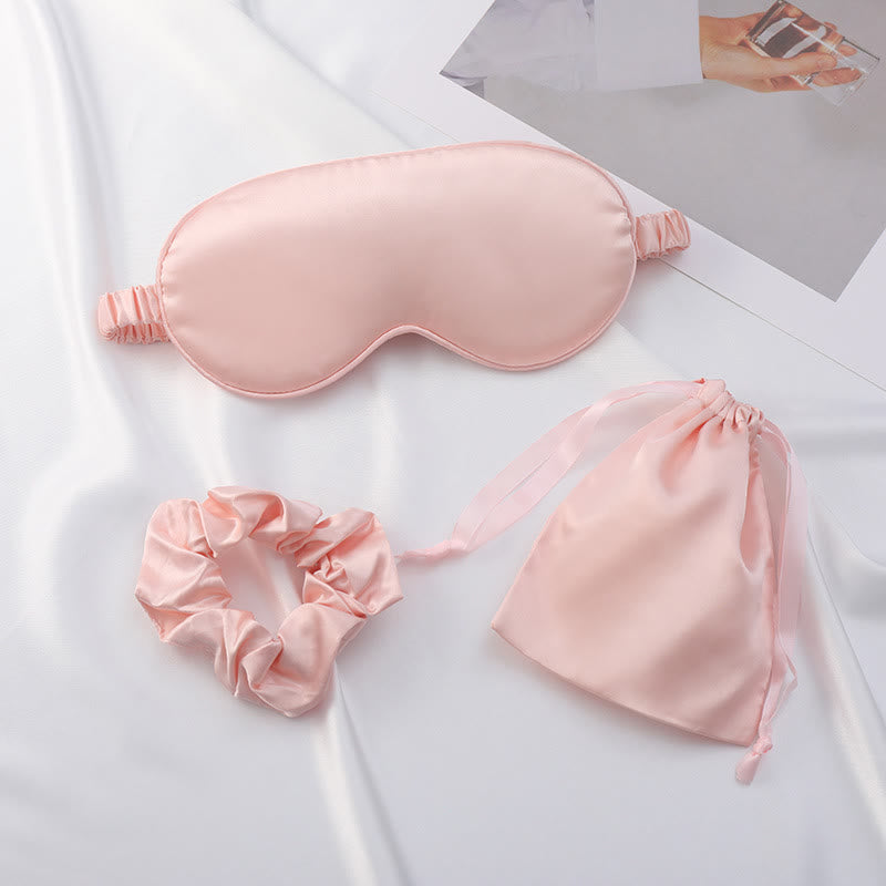 Sleep Eye Mask Scrunchie Drawstring Pouch Set - Pink - 8.07" x 3.39" - 1PC - image 6