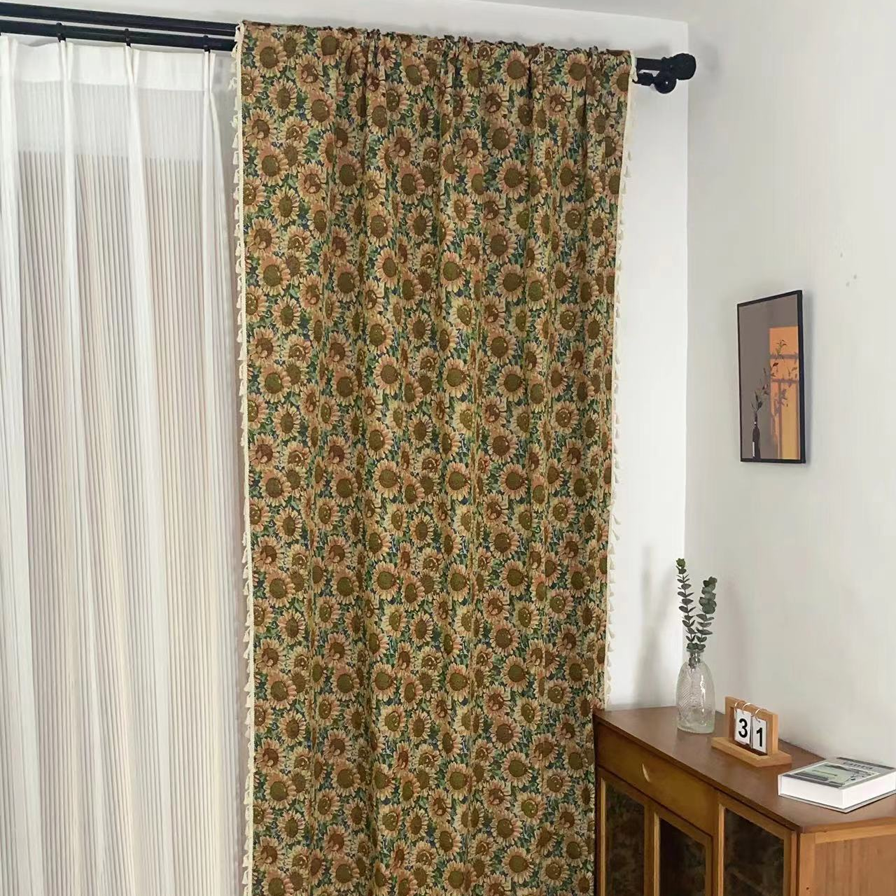 Farmhouse Style Sunflower Blackout Curtain - image 1