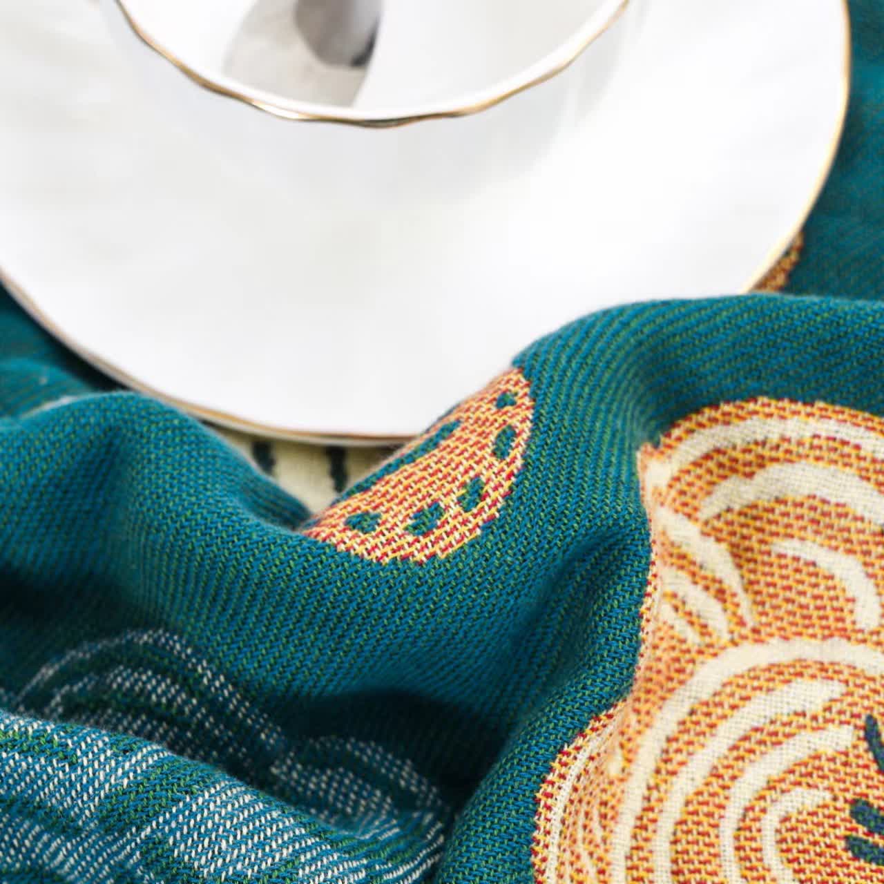 Reversible Vintage Cotton Gauze Tassel Quilt - image 2