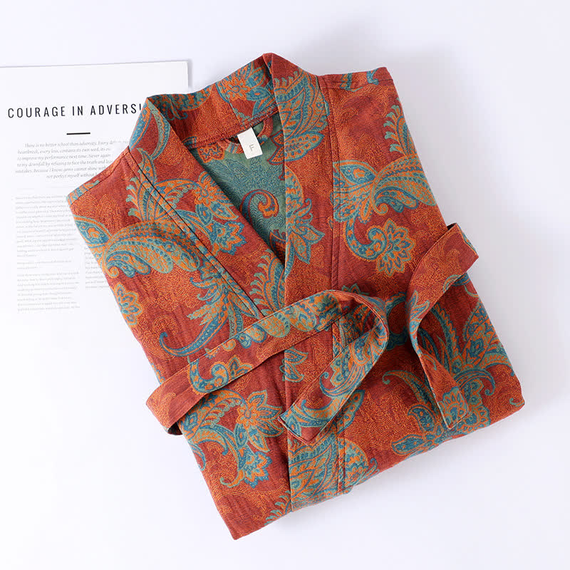 Cotton Gauze Jacquard Retro Quick-dry Bathrobe - image 1