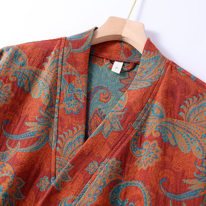 Cotton Gauze Jacquard Retro Quick-dry Bathrobe - image 2